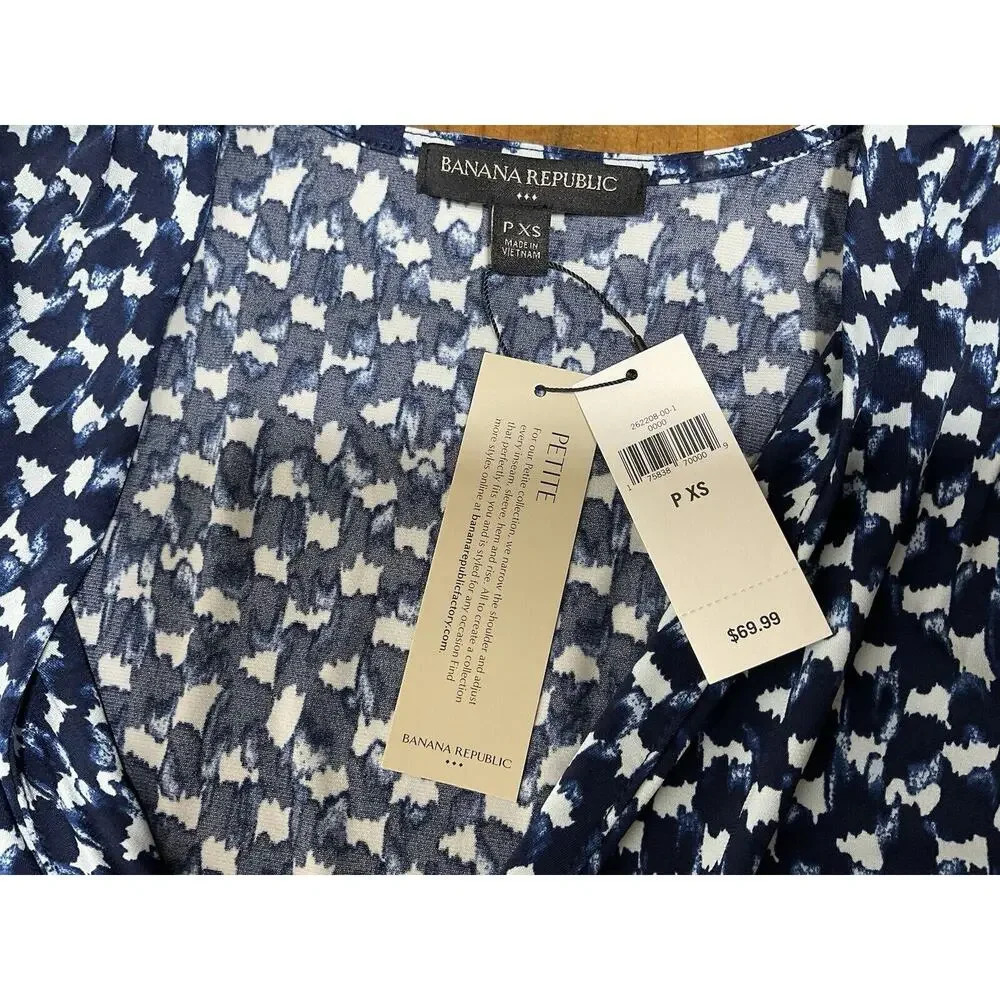 Banana Republic Women's Dress Size PXS Blue Asymmetrical Wrap Dress - Picture 5 of 11